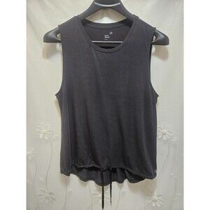 Gap Fit Womens Large Tall Black Tank Top Sporty Activewear Breathe Drawstring